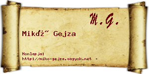 Mikó Gejza névjegykártya